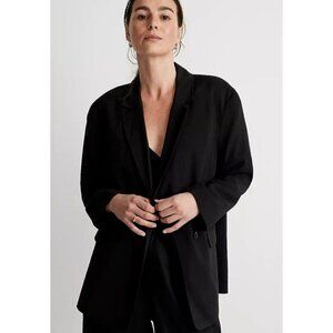 Madewell The Relaxed Blazer in Softdrape Two Button Black Women Size Large